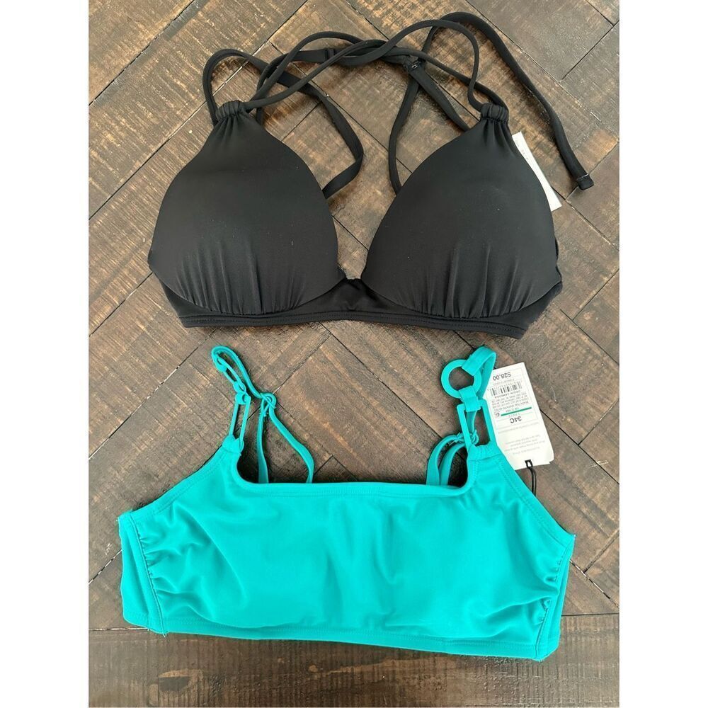 Target Brands Shade & Shore Black and Teal Bikini Tops Size 34C New